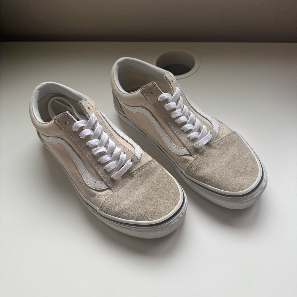 Vans Beige and White Old Skool Sneakers